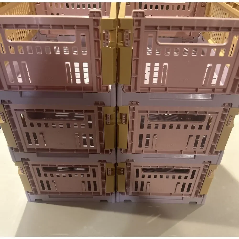 HAY Golden Yellow FOLDING STORAGE CRATE. New SET 12